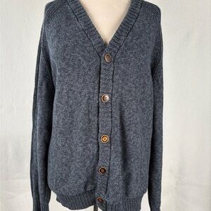 Men's Blue/Grey Knit Cardigan Sweater